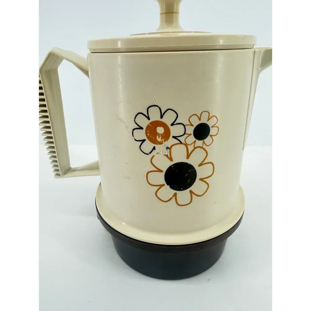 Vintage Regal Poly Perk 4 Cup Electric Coffee Percolator Retro Daisy MCM Works
